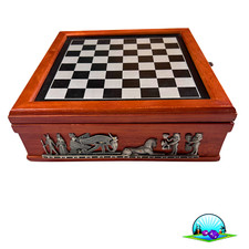 Schachset  Ägypten Römer Guss Figuren Holz Kiste Vollständig