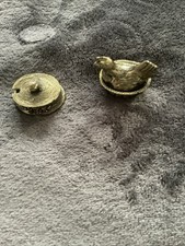 2 x Messing Pillendose, Süßstoffdose Huhn im Nest,