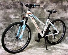 24 Zoll ALU Damen Mädchen MTB Gefedert mit 21-Gang Shimano NEU 2466-weiß-türkis
