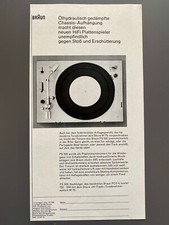 Braun PS 500 Plattenspieler Original 1968 Vintage Advert Werbung Reklame