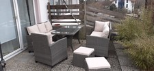 Garten-Lounge-Möbel fast wie neu, grau, Polyrattan, 6-teilig, Terrasse