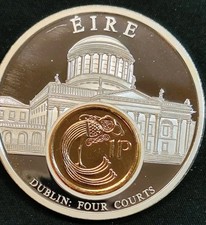 Medal - European Currencies Irland Mit Inlay 1 Penny 1996  Vergoldet In PP#17