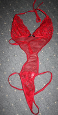 Spitzen String Body rot Gr XS/S NEU "BACI" Neckholder