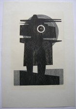 Manfred Degenhardt (1941) Figur Orig Farbholzschnitt 1972 signiert