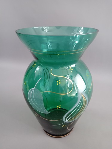 Ddr glas vase mit - vase, golddekor
