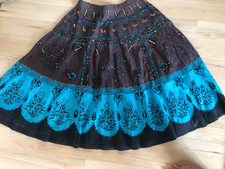 Wunderschöner brauner Folklorerock aus Baumwolle, Gr. 38