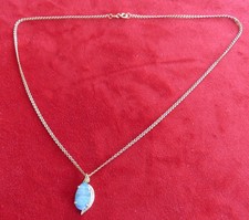 333er Gelbgold  Anker Halskette mit 585 Opalanhänger