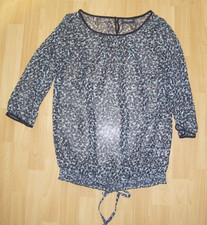 Schlupf Bluse 3/4arm Gr. 36 grün schwarz weiß grau gemustert Gina Gummizugsaum