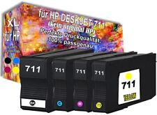 4x DRUCKER PATRONE SCHWARZ COLOR für HP Designjet 711 XL, T120, T520
