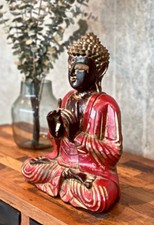 Buddha, sitzend, antik-rot