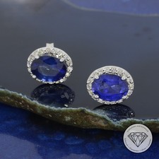Wert 2690,- Strahlende Brillant Saphir Damen Ohrstecker 585 Weiß Gold T0031 xxyy