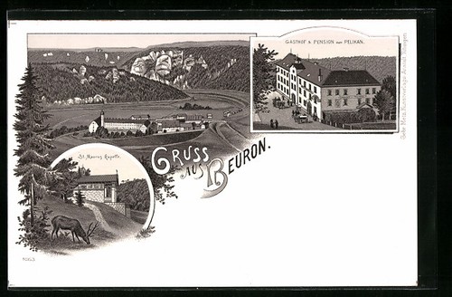 Lithographie beuron gasthof - lithographie,