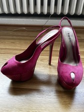 Pinke High Heels Plateau Schuhe bebe Größe 7 (37) Absatz 14 cm