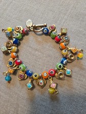 Schmuck Art Armband Charm Nazar Perlen Herzen Edelsteine Bunt Extravagant