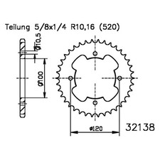 Kettenrad 34 Zähne für SMC