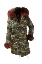 Echtfell Parka Mantel Pelz Fur S camouflage