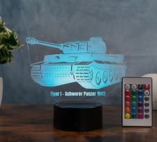 Tiger Panzer LED Tischlampe – 3D Panzer Nachtlicht Geschenk Deko