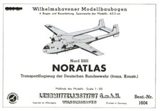 Alter Wilhelmshavener Modellbaubogen 1604 Lehrmittelinstitut  Nord 2501 Noratlas