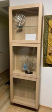 Wandvitrine, Glastüren, Eiche Nachbildung, 3-teilig mit Glaseinlegeboden