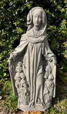 Schutzmantel Madonna Wandbild Relief Wand Bild Kunst Sandstein Antik Look V 24