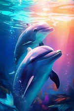 Wandbild delphin meer - delphin, im