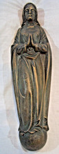 Maria Madonna Mutter Gottes betend auf Kugel Skulptur Figur Bronze f. Wand Grab
