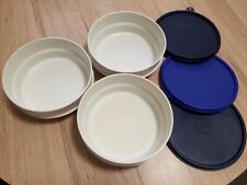 Tupperware Stapel-Quick 3 Schüssel Gr-B Servierschale Dose Ø 14cm weiß-blau