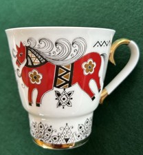 Lomonossov Porzellan Tasse „Rotes Pferd“ Russisch Vintage