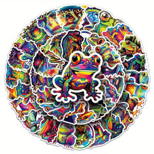 50x RAINBOW FROGS Sticker Deko