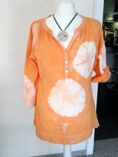 bluse tunika shirt ibiza weiß orange rose M 38-40 geknöpft  3/4ärmel krempelbar