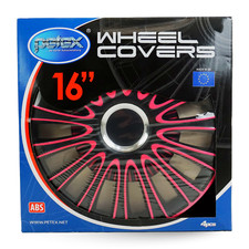 4x Radzierblende 16 Zoll ABS 2-fach Lackiert PETEX  Lemans Pro schwarz pink Neu