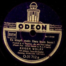 EUGEN WOLFF & MARLENE MATHAN Es klopft mein Herz bum bum!  Schellackplatte S8469