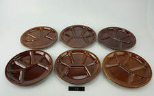6 Stück Fondueteller Antipasti Raclette Braun glasiert Vintage ca.22 cm