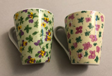 Kaffeetasse mit Blumenmuster, 2x Becher Tasse Blumen Motiv, Tassen