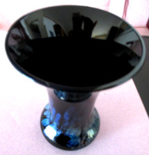 Erwin Eisch Schwarzglas Vase irisierend signiert Jugendstil art glass