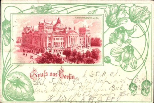 Jugendstil passepartout litho - jugendstil,