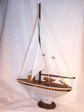 Yacht-Modell, Dkoration aus massivem Balsaholz und Leinen, 54 cm
