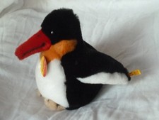 Steiff Pinguin 90er Jahre 15cm hoch mit Etikett und Knopf mit Fähnchen