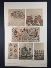 Lichtdruck, Collotypie von 1905. Kleinasiatische Shawl-Bordüren auf Leinenstoff.