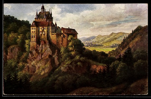 Ansichtskarte kriebstein burg - ansichtskarte, kriebstein,