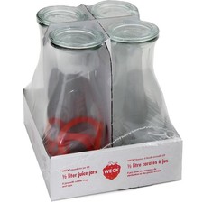 WECK Saftflasche 4er-Tray 1/2 l mit Ringen und Klammern