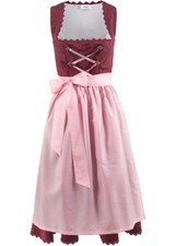 2-tlg Dirndl mit Schürze in Midilänge Gr 36-54 Bordeaux Trachten Wiesn-Kleid Neu
