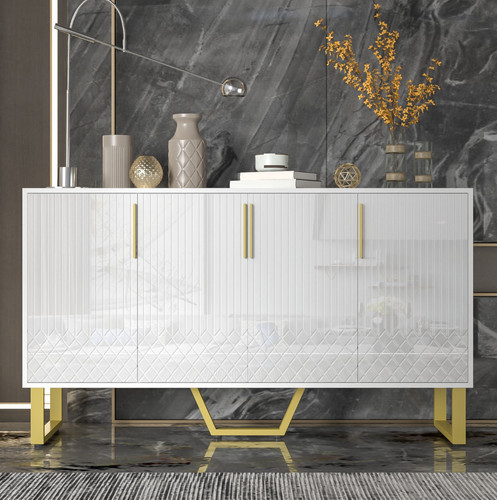 Weiß hochglanz sideboard - weiß,