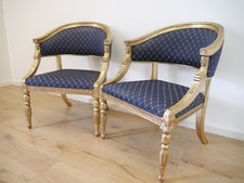 Empire Biedermeier Sessel vergoldet mit Figuren 2 Stück um 1940