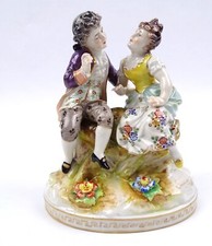 Älteste Volkstedt Porzellan Figurengruppe Liebespaar im Rokoko Stil Thüringen