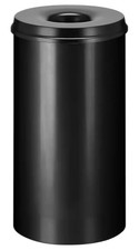 V-PART Papierkorb Black 50L Stahl (VB 105000) feuergeprüft & TÜV/GS-zertifiziert