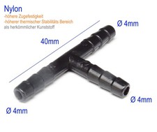 Ø 4mm T Stück Nylon KFZ Verbinder Wischwasser u. Vakuum Schlauch Verteiler