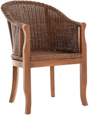 Rattan-Sessel mit Holzbeinen, Club-Sessel aus Rattan, Stuhl  (Dunkelbraun)