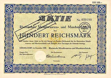 RHEINMETALL Düsseldorf Aktie 1928 Rheinische Metallwaaren- und Maschinenfabrik
