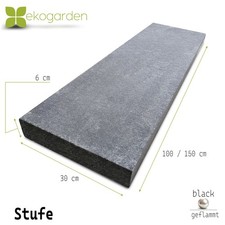 Granit Treppen Tritt- Setzstufe Fliese Sockel Black Pearl Schwarz viele Größen